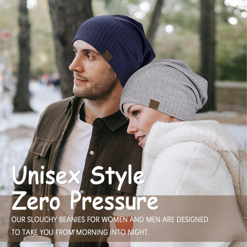 HAMUNI Slouchy Beanie for Men Women Soft Lightweight Running Beanie Hat Chemo Cap Skull Cap - Image 5